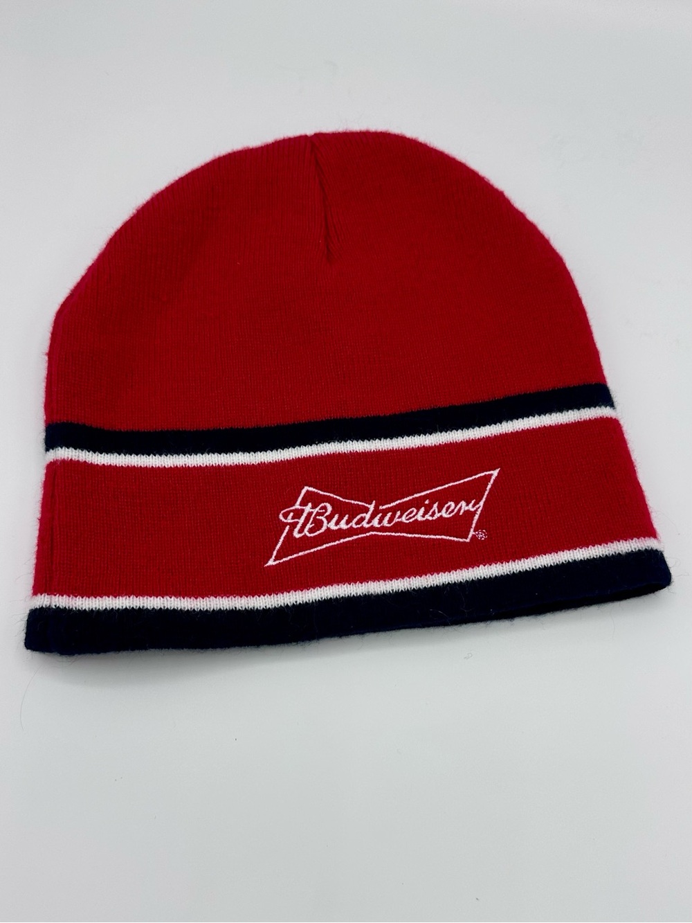 Budweiser Red Knit Beanie with Stripe Detail (1330)
